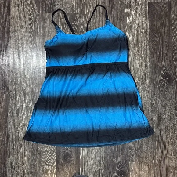 Womens Plus Size Color Block Tankini Swimsuits 2-Piece Suits Top with Boyshorts - Picture 2 of 12